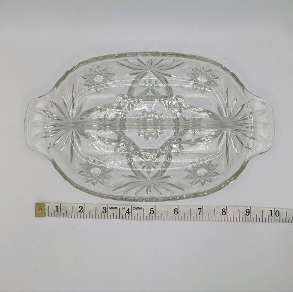 ANCHOR Hocking Star of David Clear Pressed Glass Divided Relish Dish / Tray - Picture 3 of 7